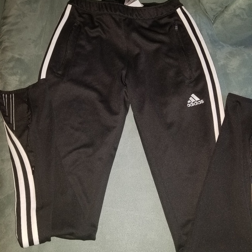 Women's ADIDAS! XS black with white stripes pants
